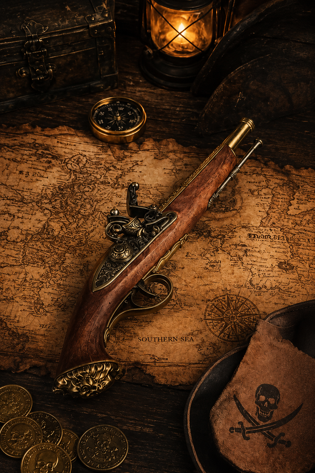Flintlock Pistol Brass Prop